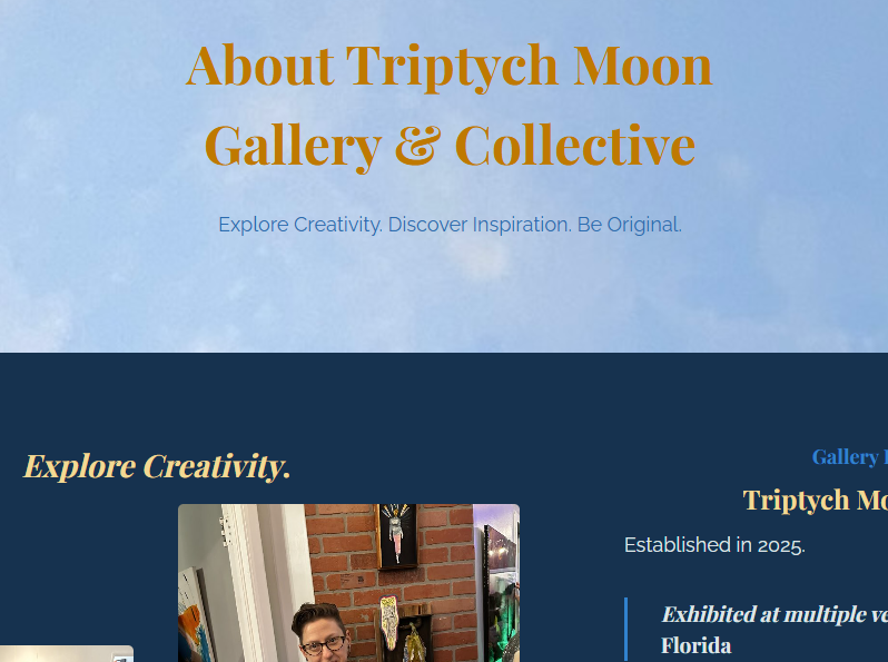 About page of Triptych Moon Wordpress site